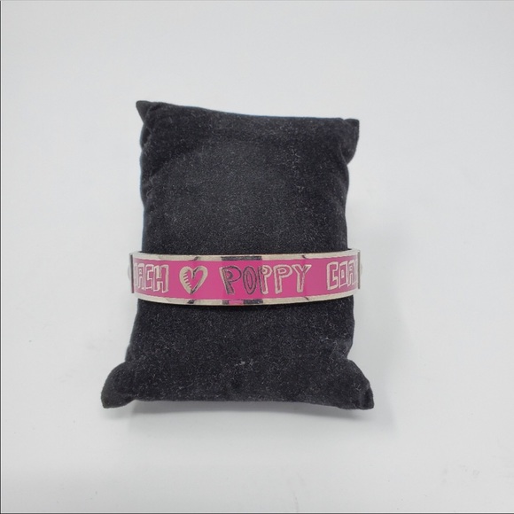 Coach Pink Silver Signature Poppy Bangle Bracelet - Picture 5 of 7